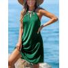 imageCUPSHE Womens Beach Cover Ups Sleeveless Swimsuit Coverup Halter Basic Mini DressGreen
