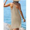 imageCUPSHE Womens Beach Cover Ups Sleeveless Swimsuit Coverup Halter Basic Mini DressLight Khaki