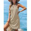 imageCUPSHE Womens Beach Cover Ups Sleeveless Swimsuit Coverup Halter Basic Mini DressLight Khaki