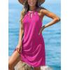 imageCUPSHE Womens Beach Cover Ups Sleeveless Swimsuit Coverup Halter Basic Mini DressRose Red