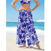 imageCUPSHE Womens Pants Waist Tied Split Hem Floral CoverUp Pants Casual VacationBlue
