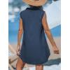 imageCUPSHE Womens Sleeveless Swimsuit Coverup Cotton Collared V Neck Beach Cover Ups Summer Mini DressNavy Blue