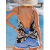 imageCUPSHE Womens Top V Neck Sleeveless Low Back Tropical CoverUp Top Casual VacationBlack