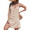 imageCUPSHE Women Waffle Knit Beach Cover Ups ORing Button Front Sleeveless Bathing Suit Coverup DressApricot