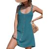 imageCUPSHE Women Waffle Knit Beach Cover Ups ORing Button Front Sleeveless Bathing Suit Coverup DressSky Blue