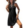 imageCUPSHE Womens Beach Cover Ups Sleeveless Swimsuit Coverup Halter Basic Mini DressBlack