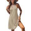 imageCUPSHE Womens Beach Cover Ups Sleeveless Swimsuit Coverup Halter Basic Mini DressLight Khaki