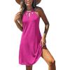 imageCUPSHE Womens Beach Cover Ups Sleeveless Swimsuit Coverup Halter Basic Mini DressRose Red