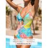 imageCUPSHE One Piece Swimsuit Women Keyhole V Neck Color Block Bathing Suit Cutout Back Crisscross Self Tie SwimwearTurquoiseCoral Pink