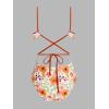 imageCUPSHE One Piece Swimsuit Women Keyhole V Neck Color Block Bathing Suit Cutout Back Crisscross Self Tie SwimwearWhiteOrange Floral