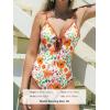 imageCUPSHE One Piece Swimsuit Women Keyhole V Neck Color Block Bathing Suit Cutout Back Crisscross Self Tie SwimwearWhiteOrange Floral