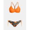 imageCUPSHE Womens 2 Piece Bikini Set Back Braided Straps with Reversible BottomBright OrangeFloral