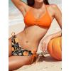 imageCUPSHE Womens 2 Piece Bikini Set Back Braided Straps with Reversible BottomBright OrangeFloral
