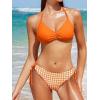 imageCUPSHE Womens 2 Piece Bikini Set Back Braided Straps with Reversible BottomBright OrangeFloral