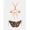 imageCUPSHE Womens 2 Piece Bikini Set Back Braided Straps with Reversible BottomBright OrangeFloral