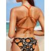 imageCUPSHE Womens 2 Piece Bikini Set Back Braided Straps with Reversible BottomBright OrangeFloral