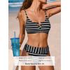 imageCUPSHE Womens Bikini Sets Two Piece Swimsuit Scoop Neck V Wire High Waisted Color Block Adjustable Straps TexturedBlackWhite Striped