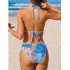 imageCUPSHE Womens Bikini Sets Two Piece Swimsuits Halter Neck Adjustable Strappy Low Rise SwimwearBluePaisley