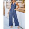 imageCUPSHE Womens Denim Jumpsuits Dressy One Piece Halter Neck Sleeveless Buttons Down Wide Leg Long Pants JumpsuitBlue