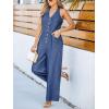 imageCUPSHE Womens Denim Jumpsuits Dressy One Piece Halter Neck Sleeveless Buttons Down Wide Leg Long Pants JumpsuitBlue