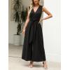 imageCUPSHE Womens Sleeveless V Neck Jumpsuit Summer Tied Wide Leg One Piece Romper Casual Elegant Outfit Beach VacationBlack