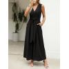 imageCUPSHE Womens Sleeveless V Neck Jumpsuit Summer Tied Wide Leg One Piece Romper Casual Elegant Outfit Beach VacationBlack