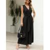 imageCUPSHE Womens Sleeveless V Neck Jumpsuit Summer Tied Wide Leg One Piece Romper Casual Elegant Outfit Beach VacationBlack
