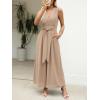 imageCUPSHE Womens Sleeveless V Neck Jumpsuit Summer Tied Wide Leg One Piece Romper Casual Elegant Outfit Beach VacationKhaki