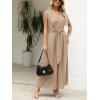 imageCUPSHE Womens Sleeveless V Neck Jumpsuit Summer Tied Wide Leg One Piece Romper Casual Elegant Outfit Beach VacationKhaki