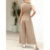 imageCUPSHE Womens Sleeveless V Neck Jumpsuit Summer Tied Wide Leg One Piece Romper Casual Elegant Outfit Beach VacationKhaki