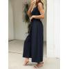 imageCUPSHE Womens Sleeveless V Neck Jumpsuit Summer Tied Wide Leg One Piece Romper Casual Elegant Outfit Beach VacationNavy Blue