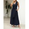imageCUPSHE Womens Sleeveless V Neck Jumpsuit Summer Tied Wide Leg One Piece Romper Casual Elegant Outfit Beach VacationNavy Blue