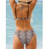 imageCUPSHE Womens Two Piece Bikini Sets V Neck Bathing Suits Ladder Trim Back Hook Adjustable StrapsBrown Geo