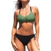 imageCUPSHE Womens 2 Piece Bikini Set Back Braided Straps with Reversible BottomDark Green