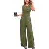 imageCUPSHE Womens Romper Sleeveless Crew Neck Waist Cutout Wide Leg Maxi Jumpsuit Outfit Casual DressyNavy Green