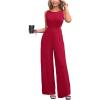 imageCUPSHE Womens Romper Sleeveless Crew Neck Waist Cutout Wide Leg Maxi Jumpsuit Outfit Casual DressyRed