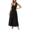 imageCUPSHE Womens Sleeveless V Neck Jumpsuit Summer Tied Wide Leg One Piece Romper Casual Elegant Outfit Beach VacationBlack