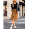 imageCUPSHE Womens Midi Skirts Split Ruched Button Pencil Skirts Elastic Waist Wrap Long SkirtBeige
