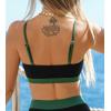 imageCUPSHE Womens Bikini Top Swimsuit Only Sporty Textured Bathing Suit Tank Top Adjustable StrapsBlackDark Green