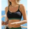 imageCUPSHE Womens Bikini Top Swimsuit Only Sporty Textured Bathing Suit Tank Top Adjustable StrapsBlackDark Green