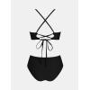 imageCUPSHE Womens Bikini Set High Waisted Two Piece Swimsuit V Neck Mesh Trendy Bathing Suit Crisscross Back Self TieBlack