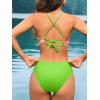 imageCUPSHE Womens Bikini Set Two Piece Swimsuit Scoop Neck Cutout Bow Tie Front Bathing Suit Crisscross Back Self TieLime GreenOrange