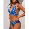 imageCUPSHE Womens Bikini Sets Halter V Neck Adjustable Wide Self Tied Straps Bathing Suit Standard RiseTropical Blue
