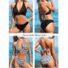imageCUPSHE Womens Bikini Sets Halter V Neck Reversible Self Tied Bathing Suit Double Side Multi Ways WearingBlackWhite