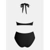 imageCUPSHE Womens Bikini Sets High Waisted Two Piece Swimsuit V Neck Halter Strap Bathing Suit Cutouts Back HookBlack