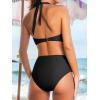 imageCUPSHE Womens Bikini Sets High Waisted Two Piece Swimsuit V Neck Halter Strap Bathing Suit Cutouts Back HookBlack