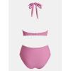 imageCUPSHE Womens Bikini Sets High Waisted Two Piece Swimsuit V Neck Halter Strap Bathing Suit Cutouts Back HookBrick Red