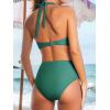 imageCUPSHE Womens Bikini Sets High Waisted Two Piece Swimsuit V Neck Halter Strap Bathing Suit Cutouts Back HookDeep Teal
