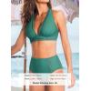 imageCUPSHE Womens Bikini Sets High Waisted Two Piece Swimsuit V Neck Halter Strap Bathing Suit Cutouts Back HookDeep Teal