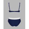 imageCUPSHE Womens Bikini Sets Two Piece Bathing Suit High Waisted Underwire Wide Adjustable Straps Color Block Back HookDark Navy BlueWhite